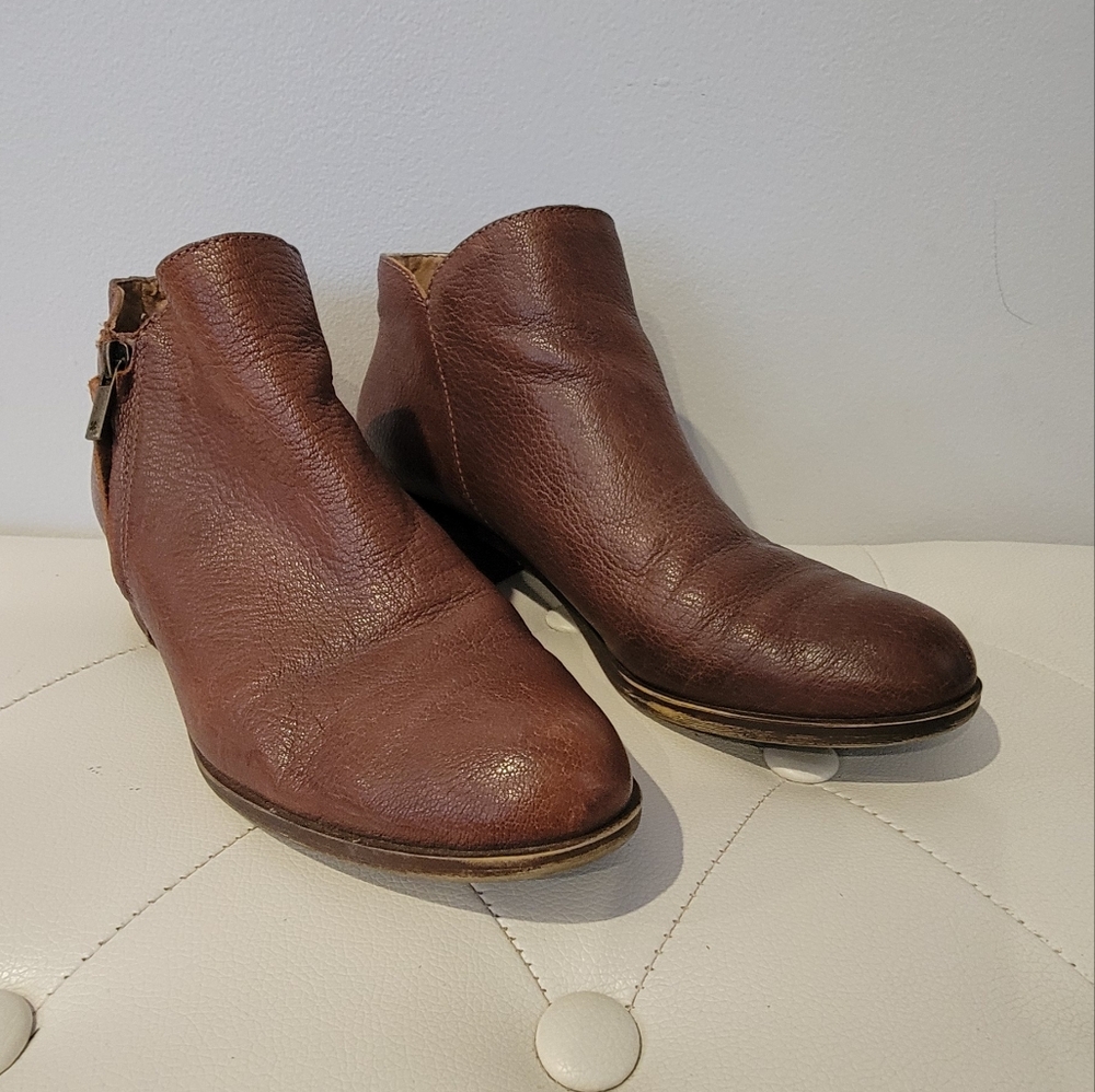 Lucky Brand Basel Brown Leather Ankle Boots Booties Size 8